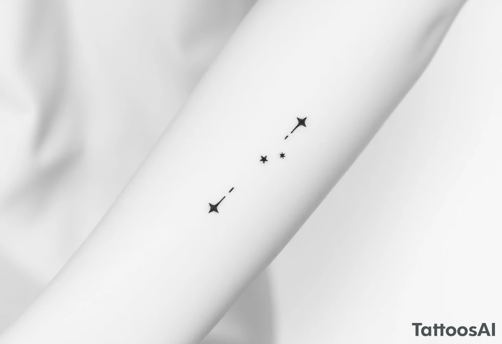 Can you design a few options for a meaningful minimal tattoo with dots, lines or stars that represents my kids? Three are living and two are deceased and I want something that represents that difference by having solid and hollow elements. tattoo idea