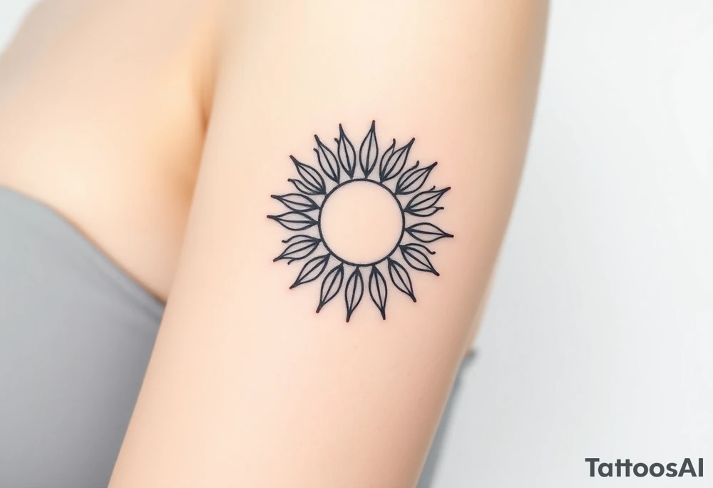 Mystical sun with a stem like a sunflower tattoo idea