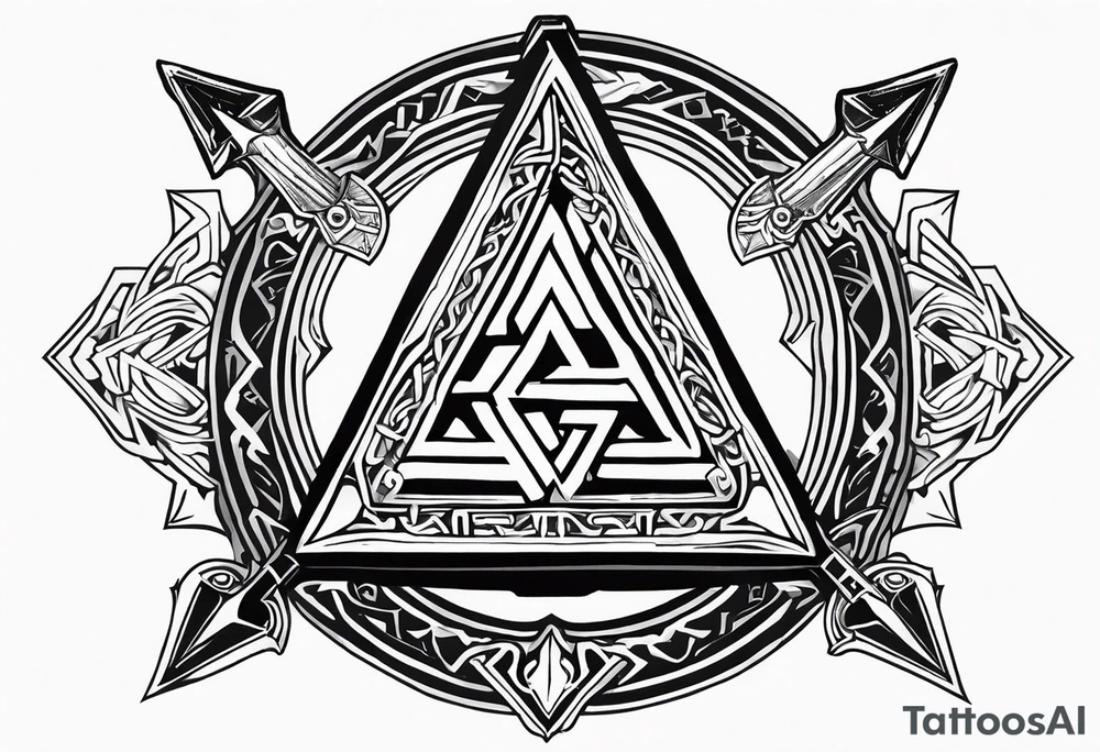 Valhalla shield valknut sword axe tattoo idea