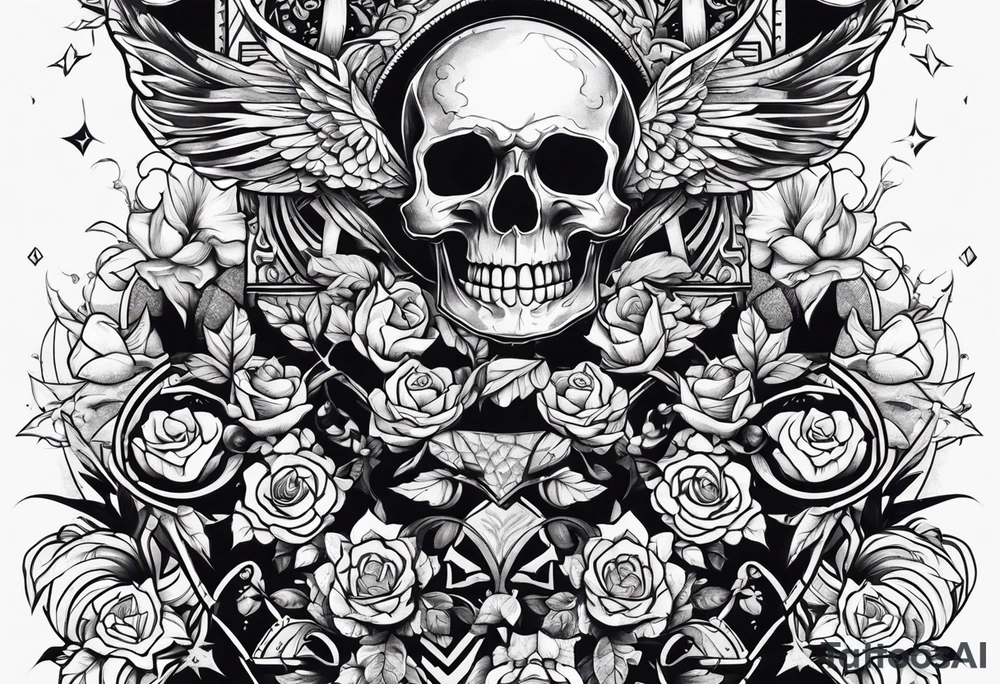 Skeleton with tattoos tattoo idea