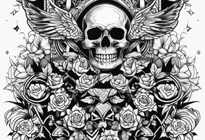 Skeleton with tattoos tattoo idea