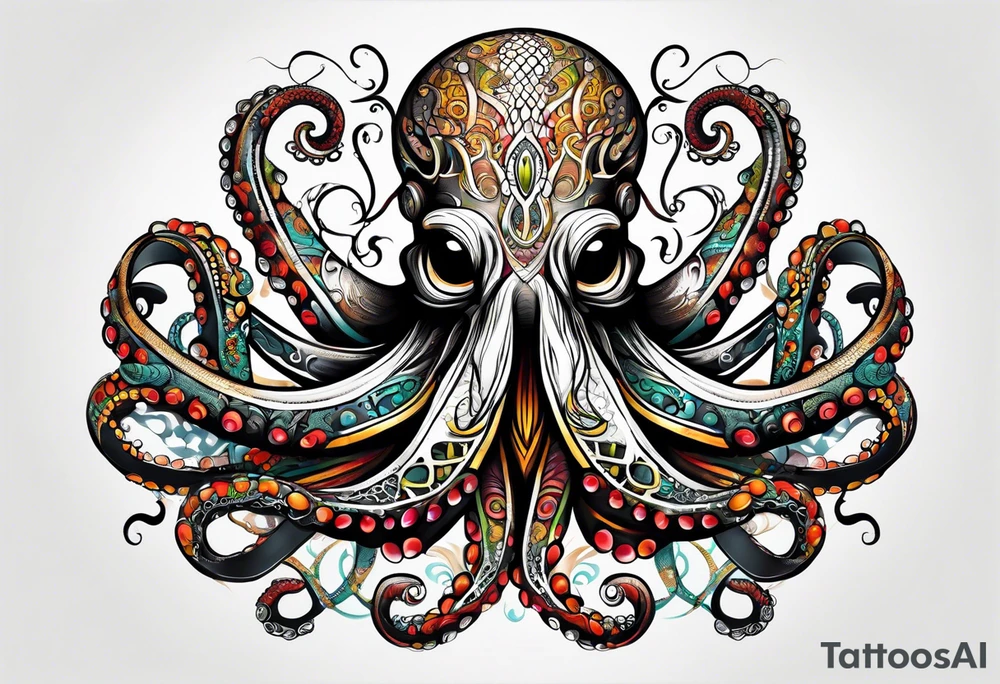 Electric octopus peacefull tattoo idea