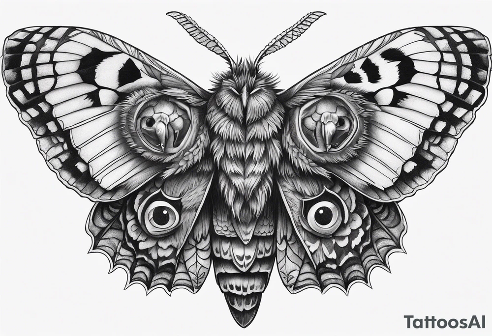 Dead head moth with owl eyes tattoo idea