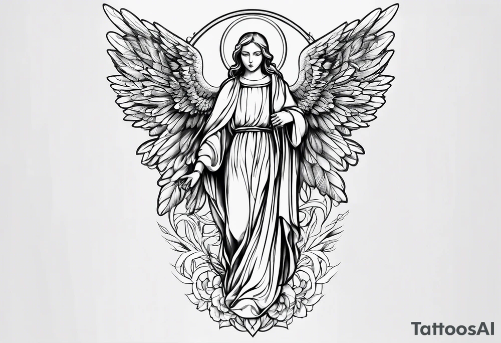 Catholic tattoo angel sleeve tattoo idea