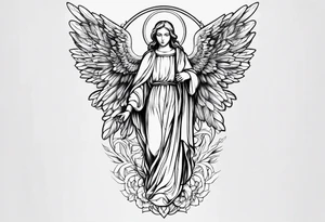 Catholic tattoo angel sleeve tattoo idea