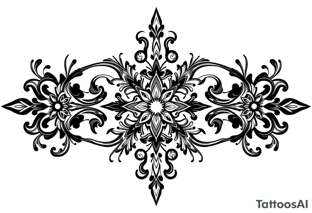 mytical shaman and witch ornament with ancient rhyme tattoo idea