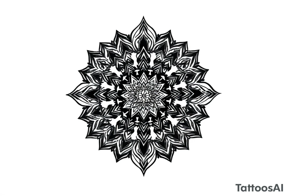 long mandala shaman and witch style mytical with ancient rhyme tattoo idea