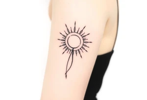 Shining Mystical sun with long  leaning stem tattoo idea