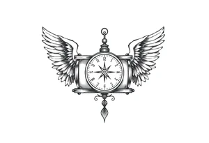 Slot machine with compass and clock with angel wings tattoo idea