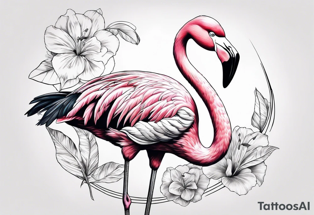 cute flamingo tattoo idea