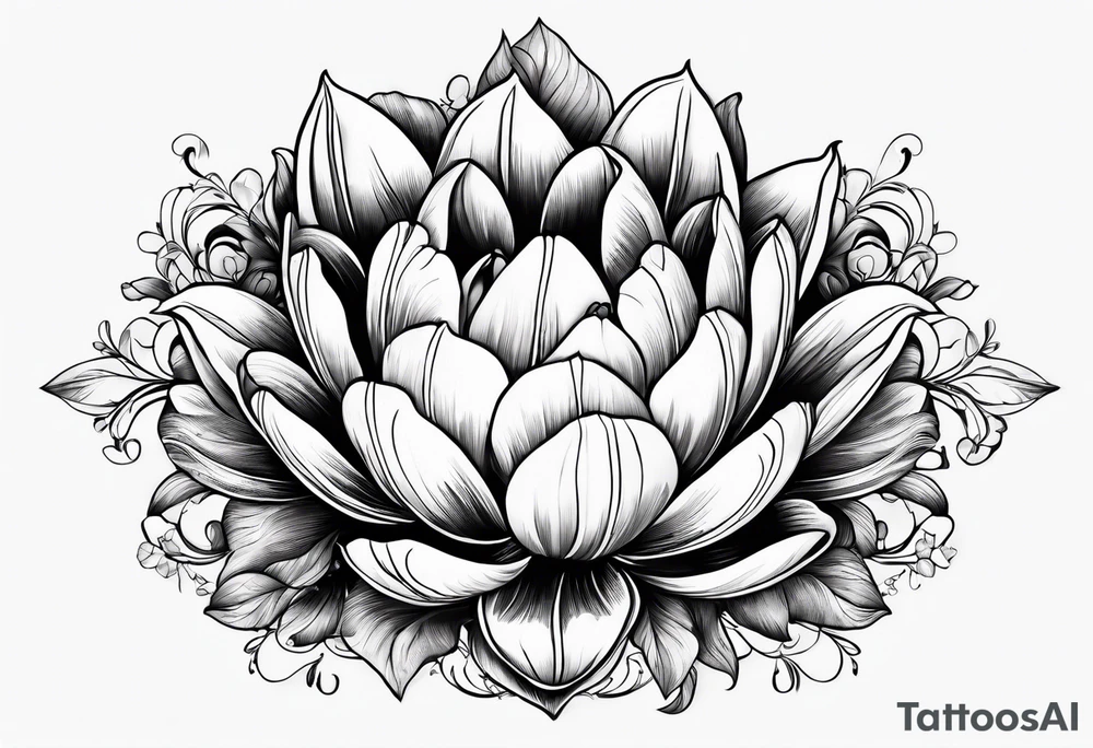 Tulips and water lilies tattoo idea