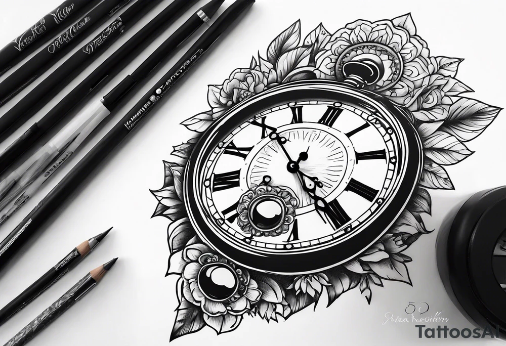 sunset clock tattoo idea