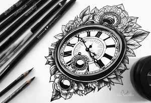 sunset clock tattoo idea
