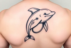 Cartoon dolphin with a big penis tattoo idea