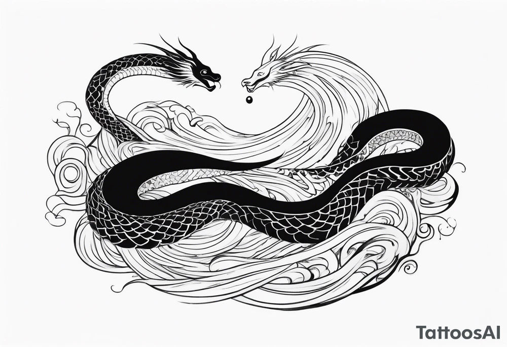 serpent in water mythical creature tattoo idea