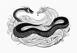 serpent in water mythical creature tattoo idea