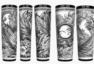 20 oz tumbler, personalized, fantasia, floral , dreamscape, feathers tattoo idea