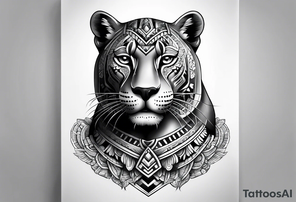 aztec black jaguar sitting tattoo idea