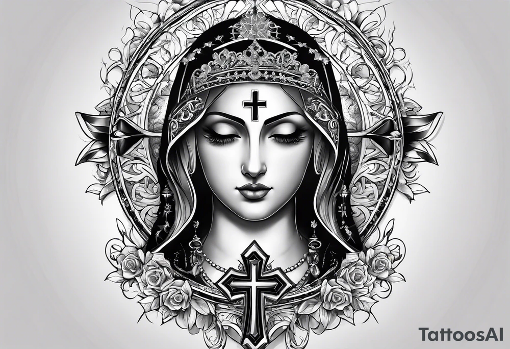 A tattoo that states catholic religion, pain and discipline to achieve your goals in life. it should be placed on the upper back. tattoo idea