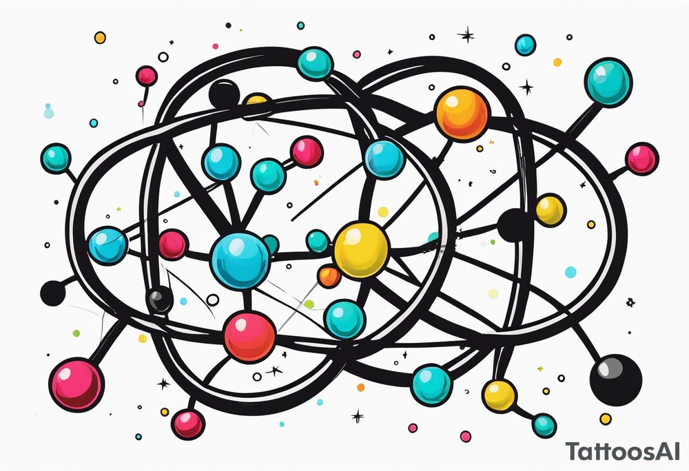 serotonin molecule with its atoms and bonds tattoo idea