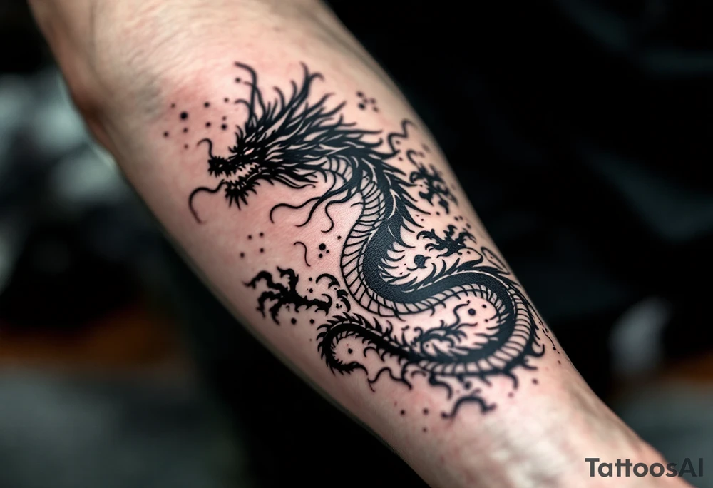 legendary dragon scene with energy aura and power effects tattoo idea