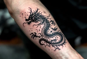 legendary dragon scene with energy aura and power effects tattoo idea