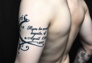 Forearm sleeve that has the Bible verse Isaiah 41:10 and has Roman numerals for April 15th 2007 tattoo idea