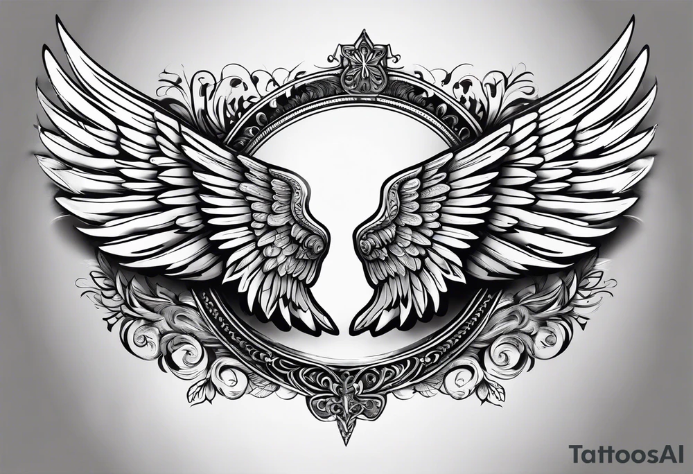 Angel Wings with the word Glenn in between tattoo idea Angel Wings with the word Glenn in between tattoo idea