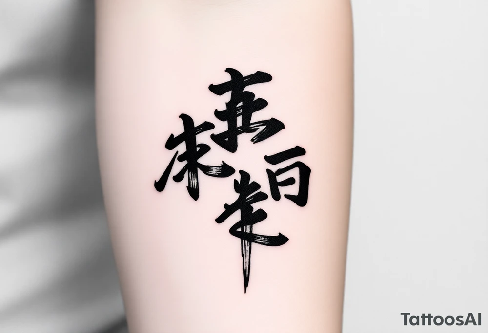 A black and gray tattoo design featuring the Japanese kanji 成長 (growth) and 忍耐 (perseverance), arranged vertically in bold brushstroke ink style. Surround the kanji with subtle martial arts symbolism, like a BJJ belt or grappling figures in motion. Incorporate inspirational energy similar to Kobe Bryant’s Mamba Mentality or Stephen Curry’s faith and discipline, reflected through minimalist elements like a subtle basketball silhouette or flame. The design should feel powerful, clean, and philosophical tattoo idea