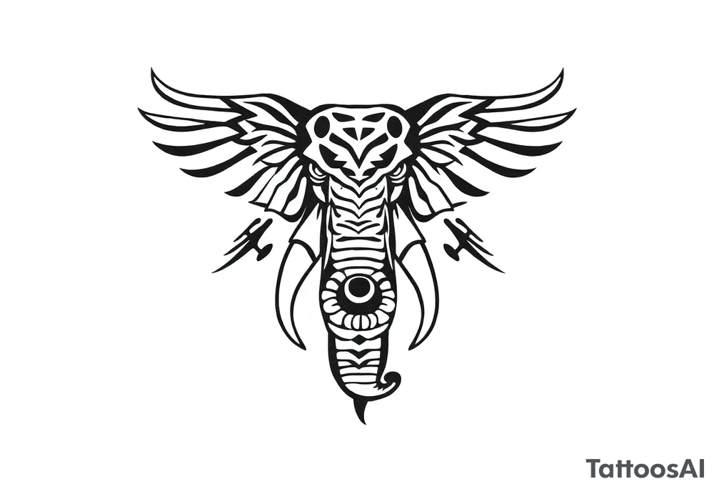 An egyptian strong elephant with a eyeball underneath it tattoo idea