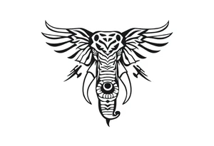 An egyptian strong elephant with a eyeball underneath it tattoo idea