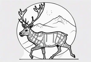 Hooded figure riding on a reindeer skeleton tattoo idea