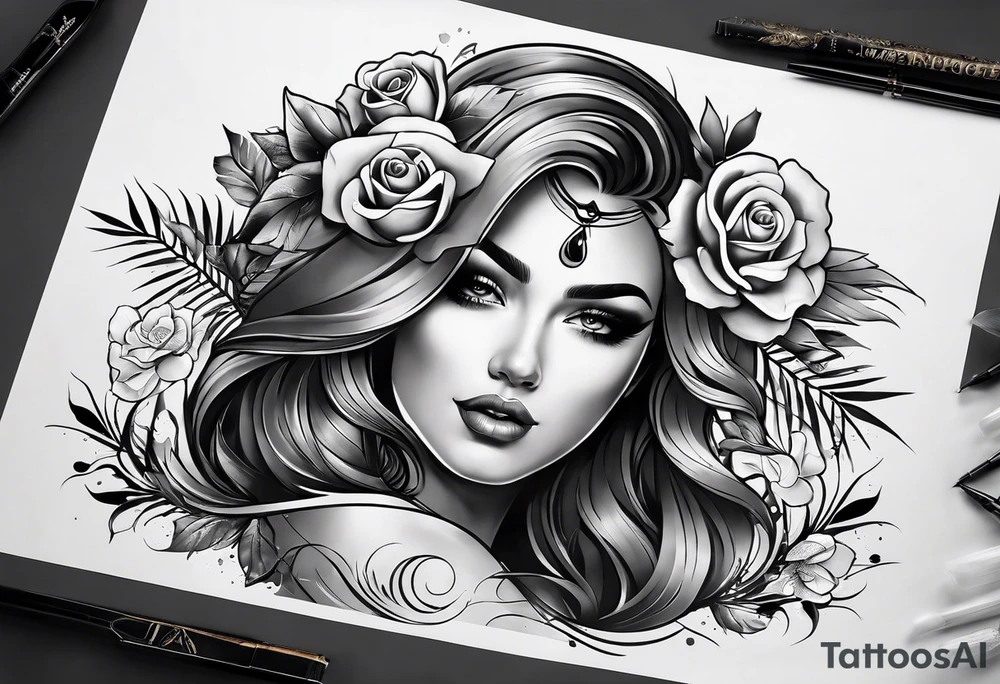 Портрет чикано девушка tattoo idea
