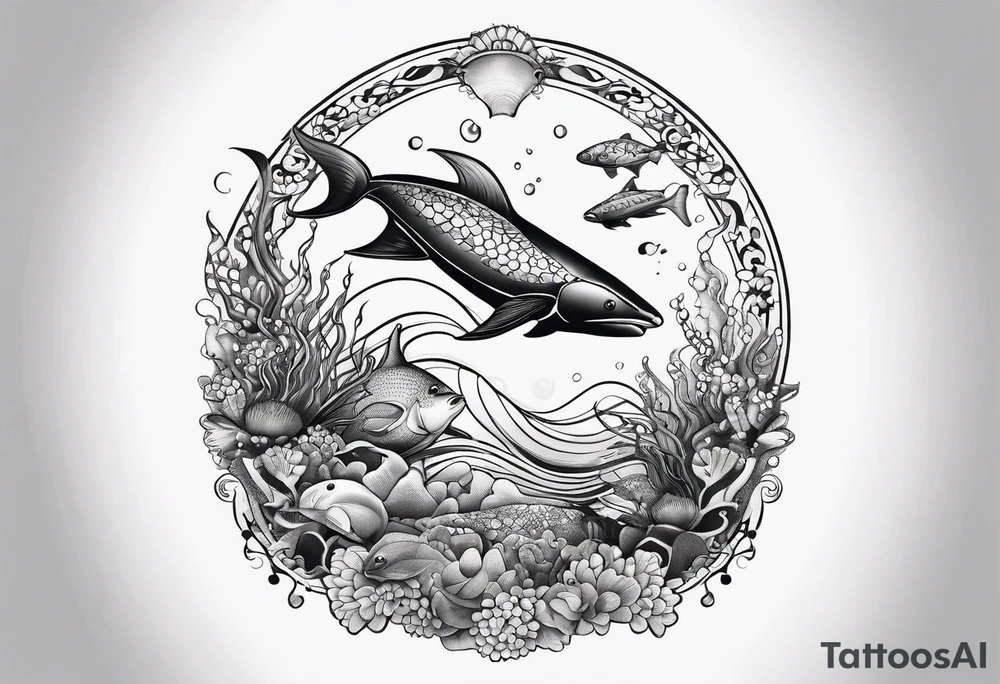 Small sea creatures in a line tattoo idea