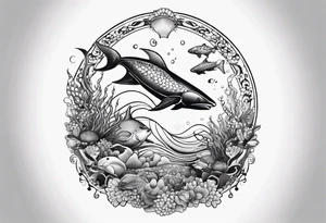 Small sea creatures in a line tattoo idea