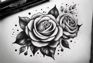 Tesseract with big roses and small stars tattoo idea