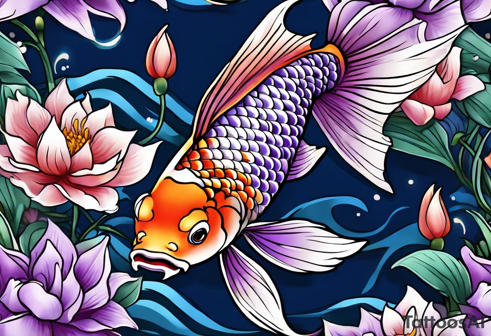 Lavender koi tattoo idea