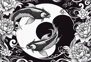 powerful ying Yang symbol made of koi fish and dragons tattoo idea