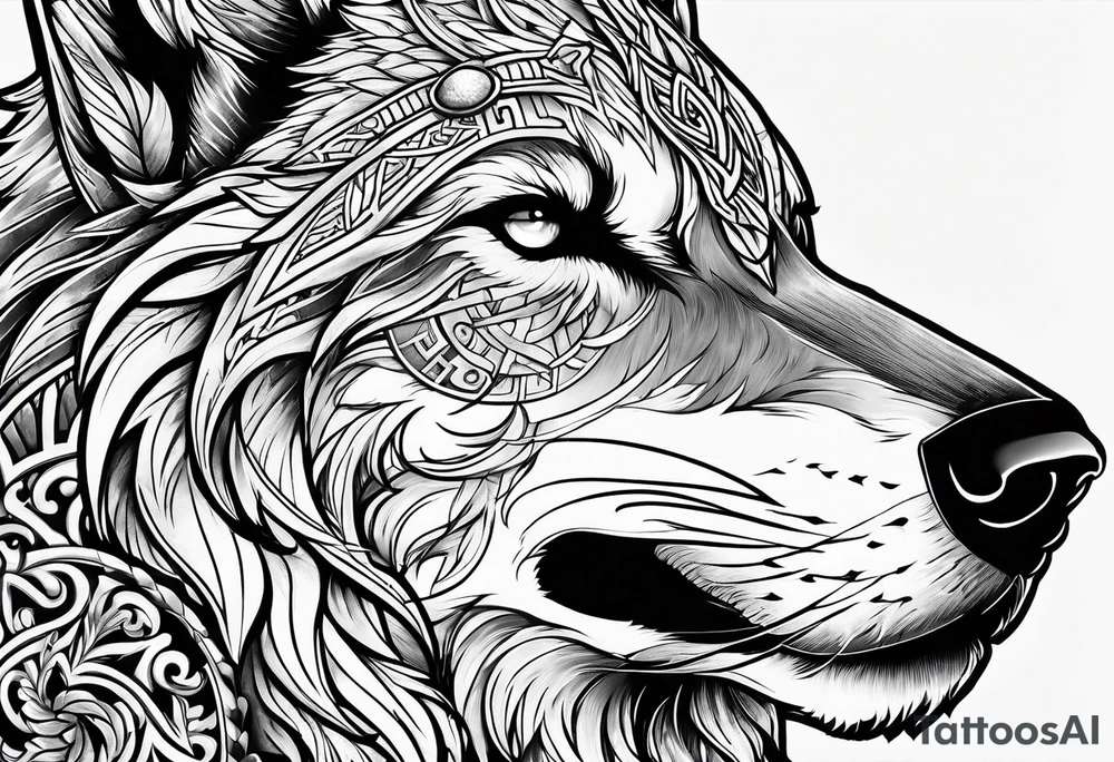 Viking wolf tattoo idea