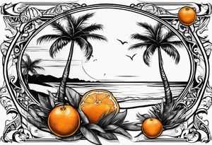 Palm trees oranges beach Florida tattoo idea