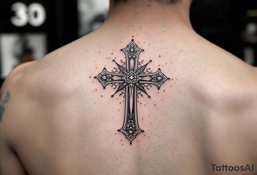 Cross with jewels tattoo idea