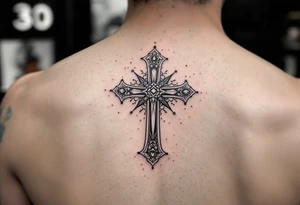 Cross with jewels tattoo idea