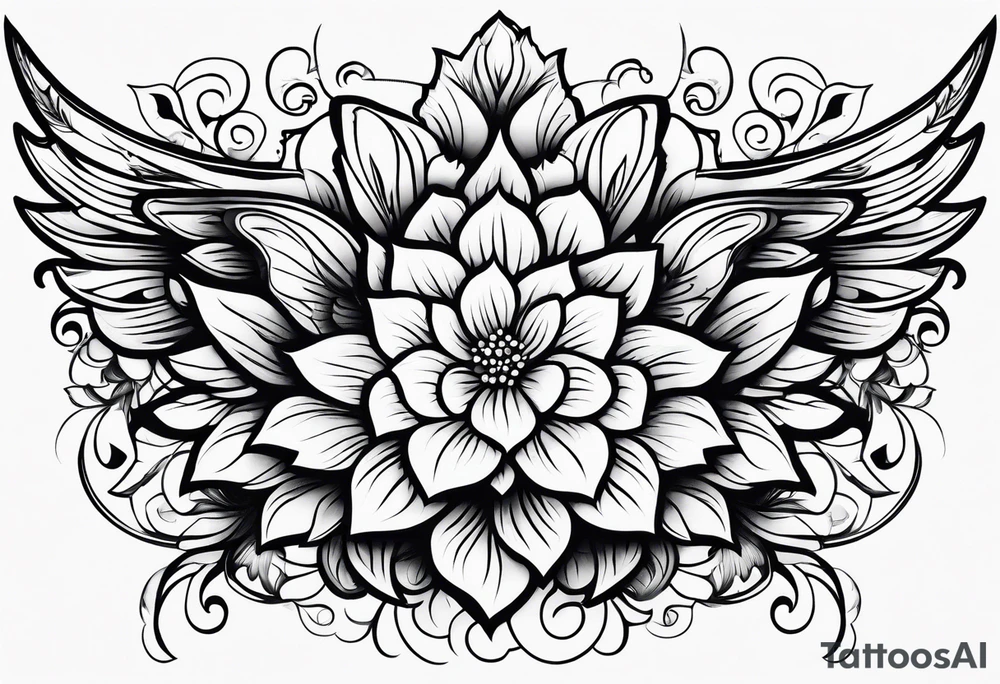 wing, flower, tattoo idea