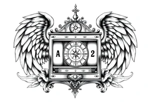 Slot machine with compass and clock with angel wings tattoo idea