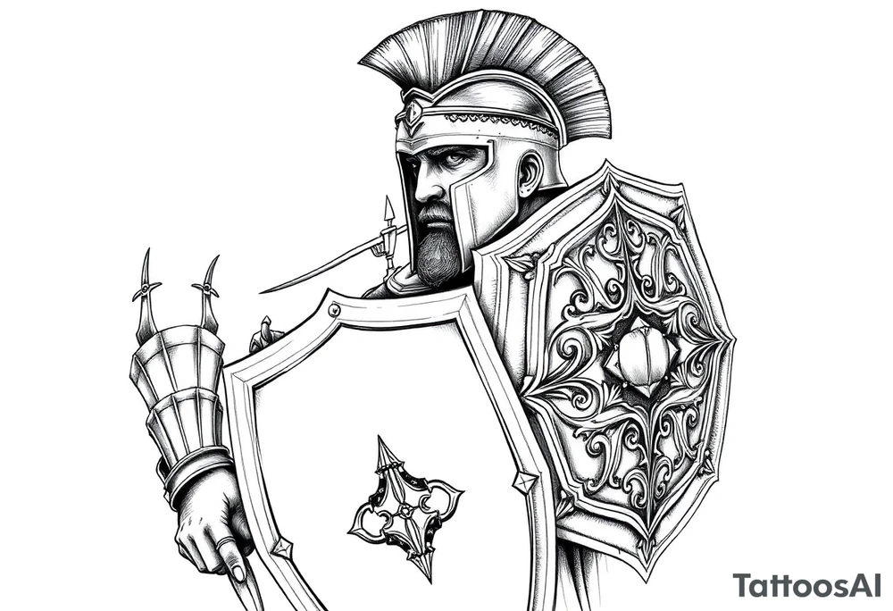 Armored Roman Soldier with shield tattoo idea