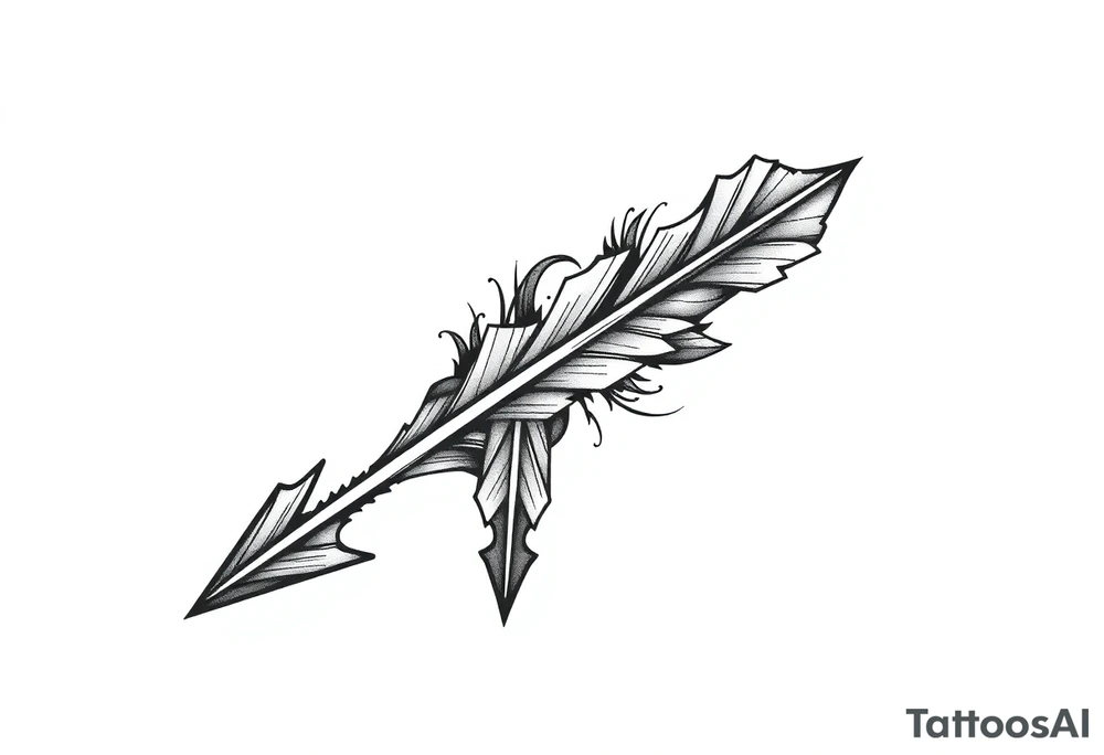 thick  arrow that show down tattoo idea