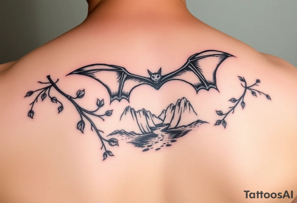 Bats,vines,river,cave tattoo idea