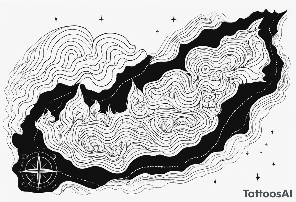 guam black topographical tattoo idea