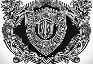shield shadowy figures inside tattoo idea