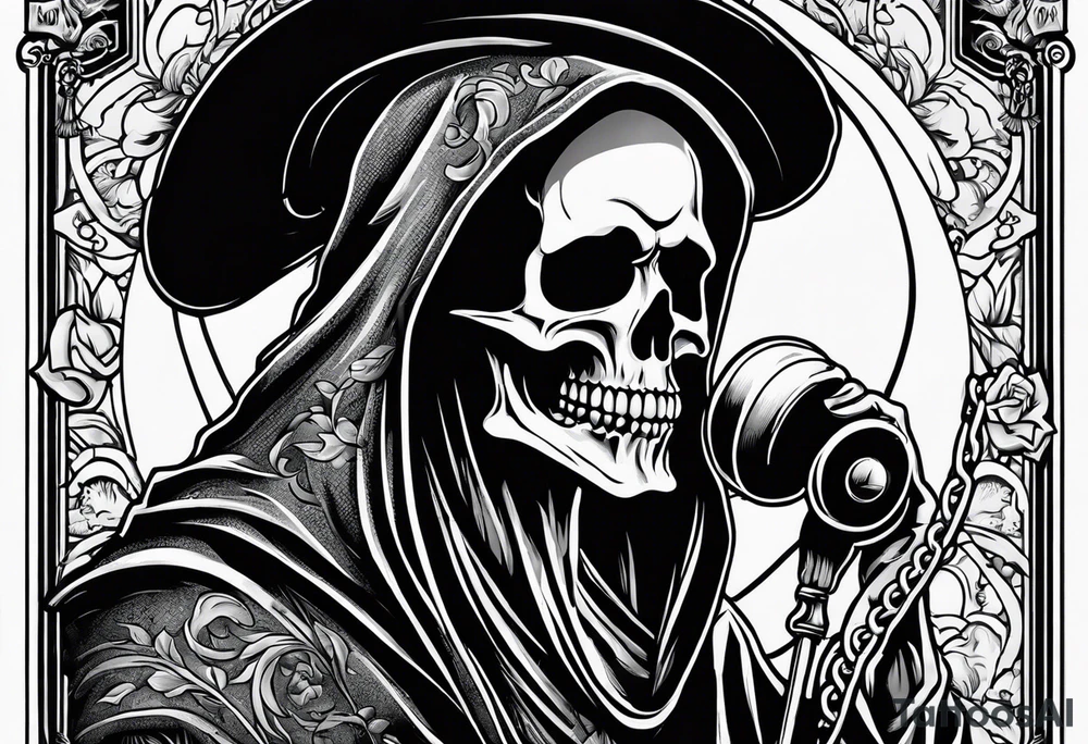 Grim reaper talking on a telephone tattoo idea